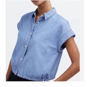 Madewell Denim Side-Tie Shirt in Aurea Wash 100% Cotton Size Large